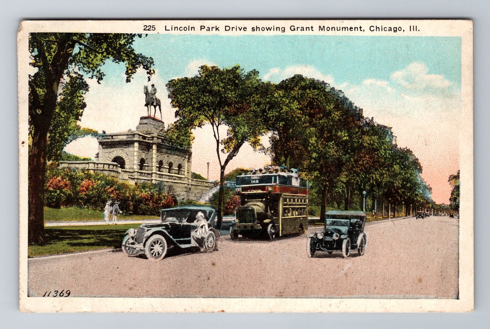Chicago IL-Illinois, Lincoln Park Drive, Antique, Vintage c1924 Postcard