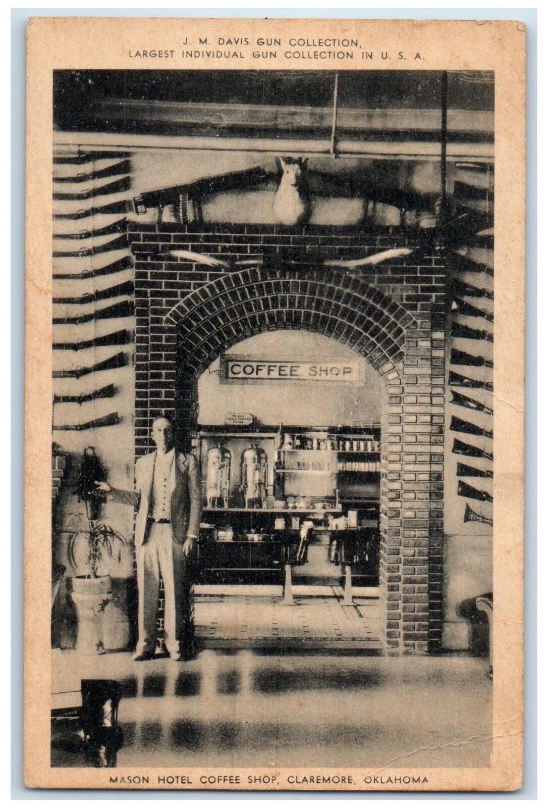 c1940's Mason Hotel Coffee Shop Interior Claremore Oklahoma OK Unposted Postcard