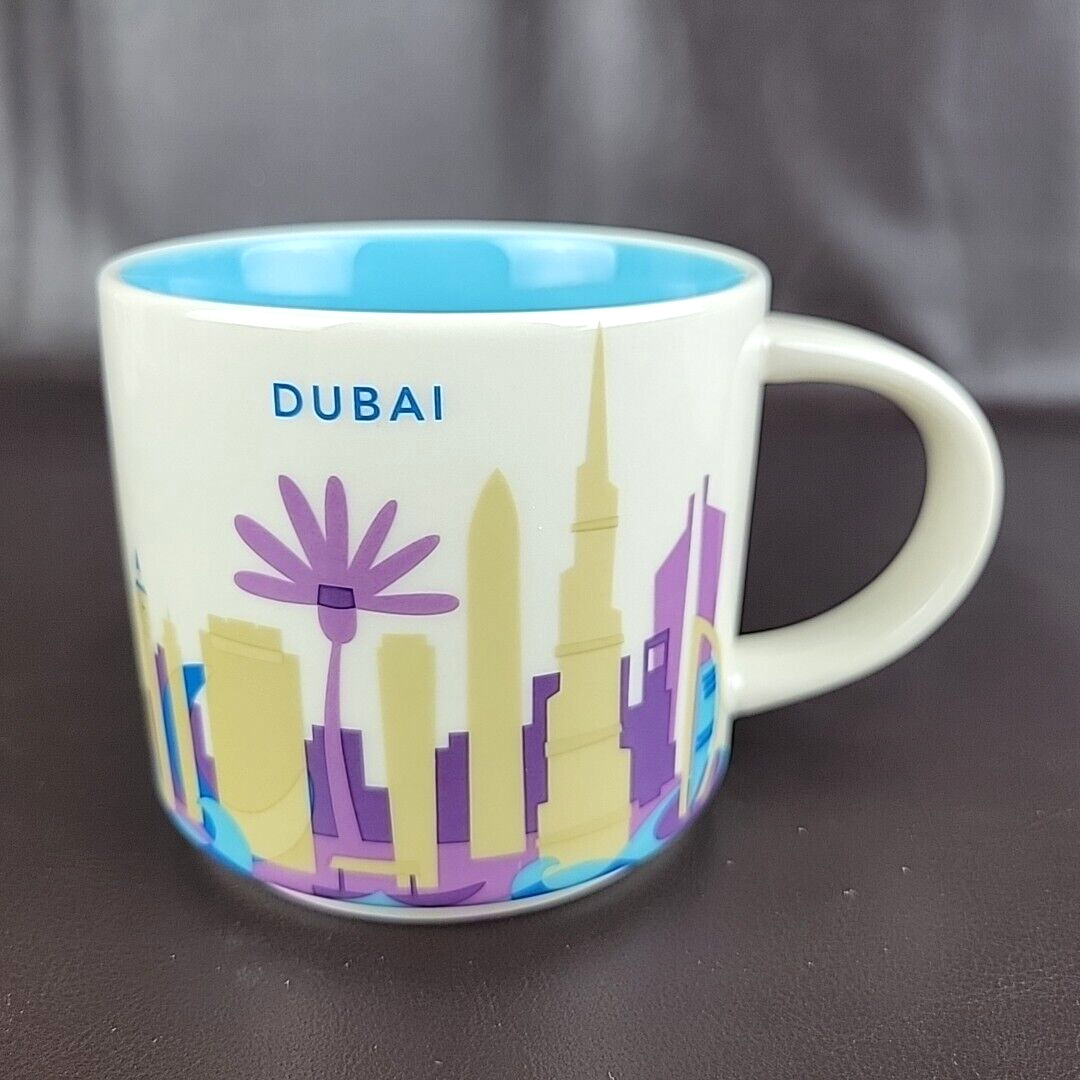 Starbucks DUBAI You are Here YAH Skyline UAE Coffee Tea Mug Cup 14 oz 2016 Blue