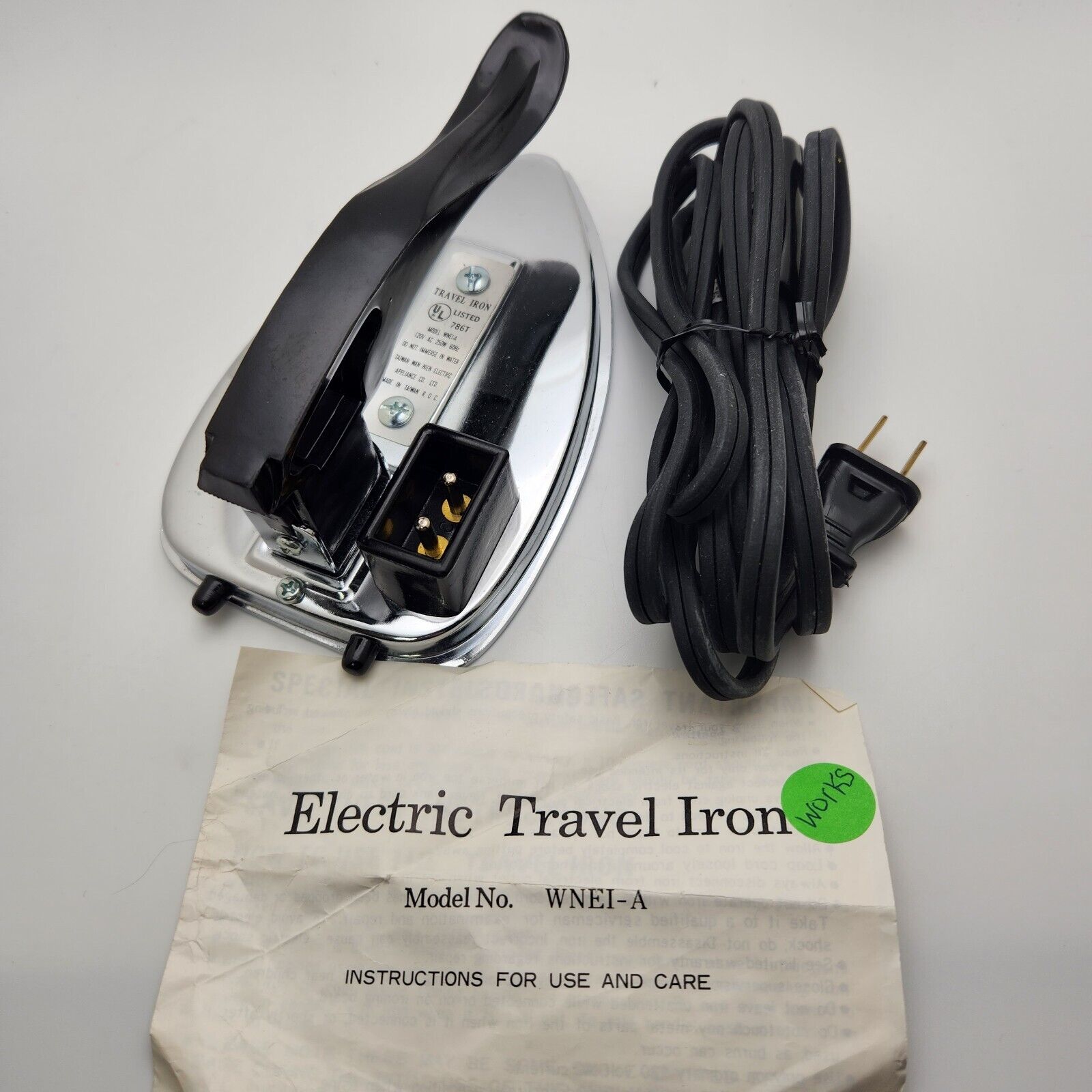 Vintage 1970\'s Folding Travel Iron Model-WNEI-A Stainless Steel Electric 