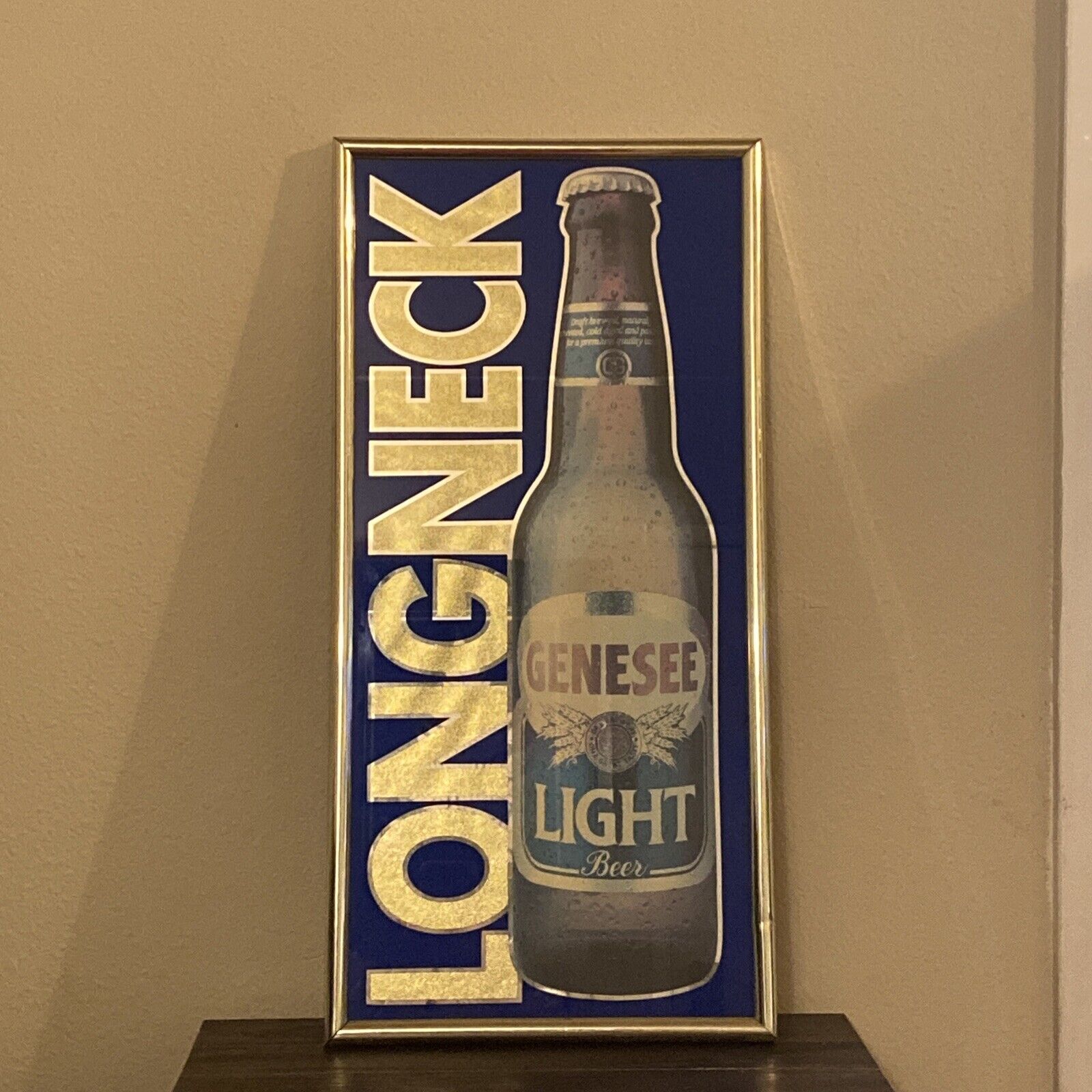 Rare Vintage Genesee Light Longneck Beer Mirror Sign Bar Sign 12”x25”