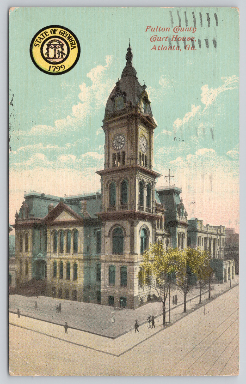 Postcard Atlanta, Georgia, Fulton County Court House 1911 A565