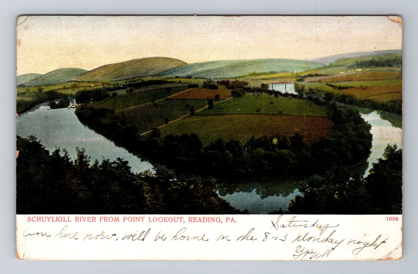 Reading PA-Pennsylvania, Schuylkill River, Point Lookout c1910, Vintage Postcard