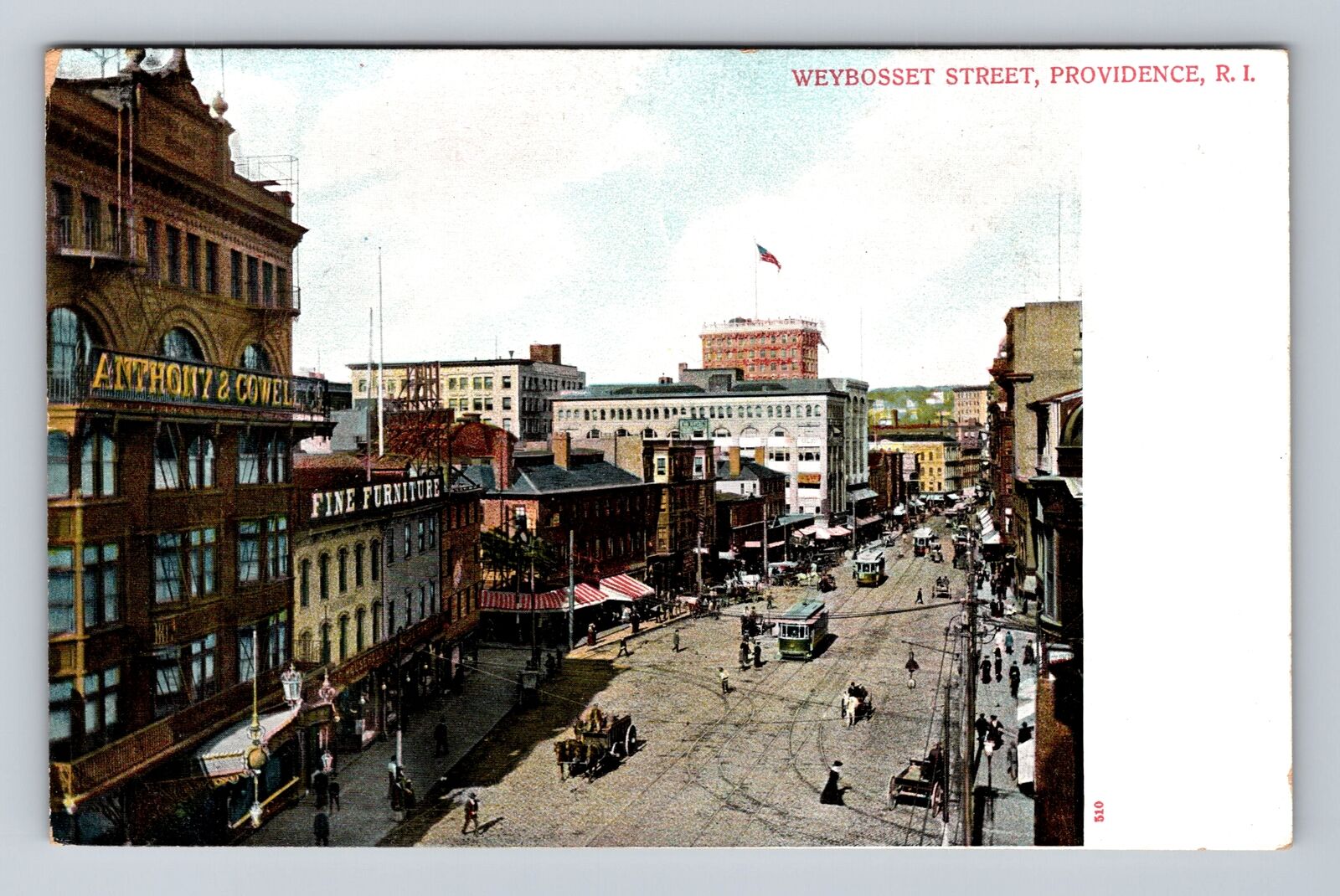 Providence RI-Rhode Island, Aerial Weybosset Street, Advertise Vintage Postcard