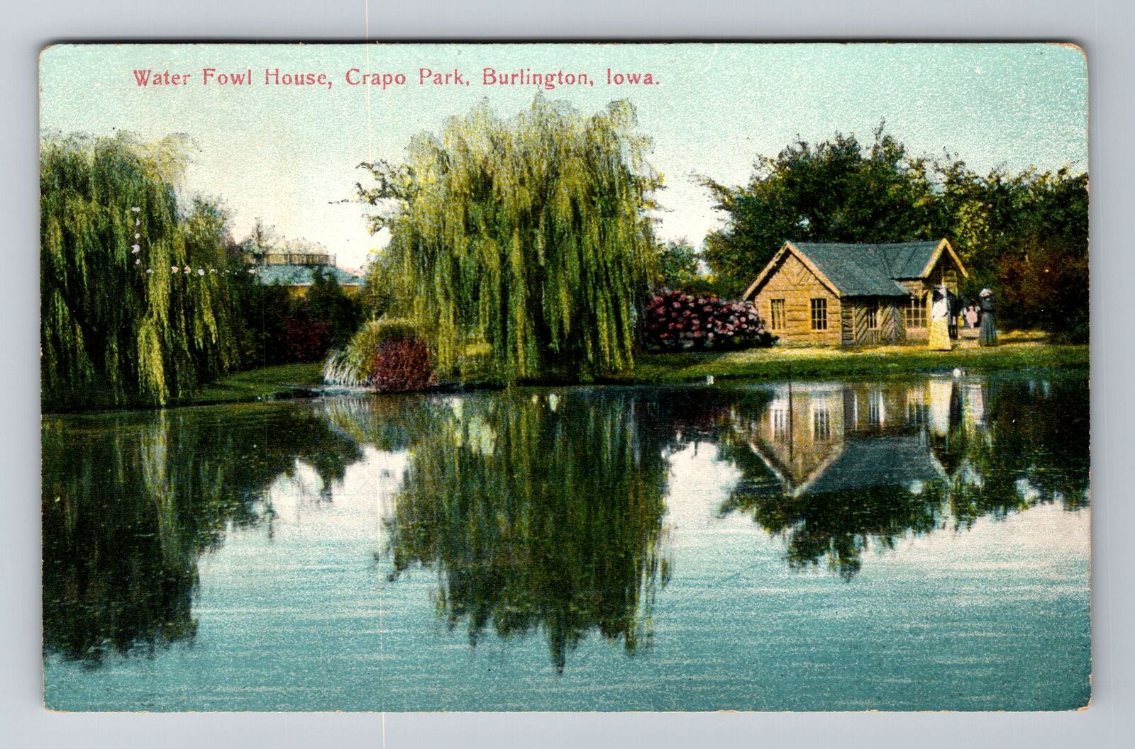 Burlington IA-Iowa, Water Fowl House, Crapo Park, Antique, Vintage Postcard