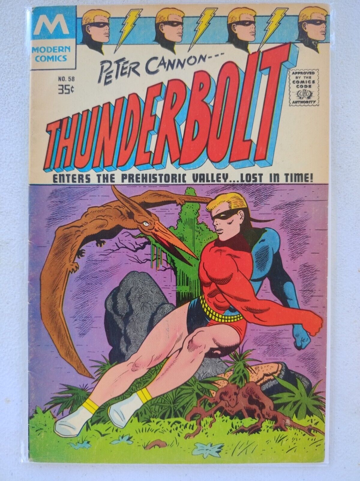 PETER CANNON THUNDERBOLT #58 1967 Charlton PTERANODON DINOSAUR COVER Sentinels