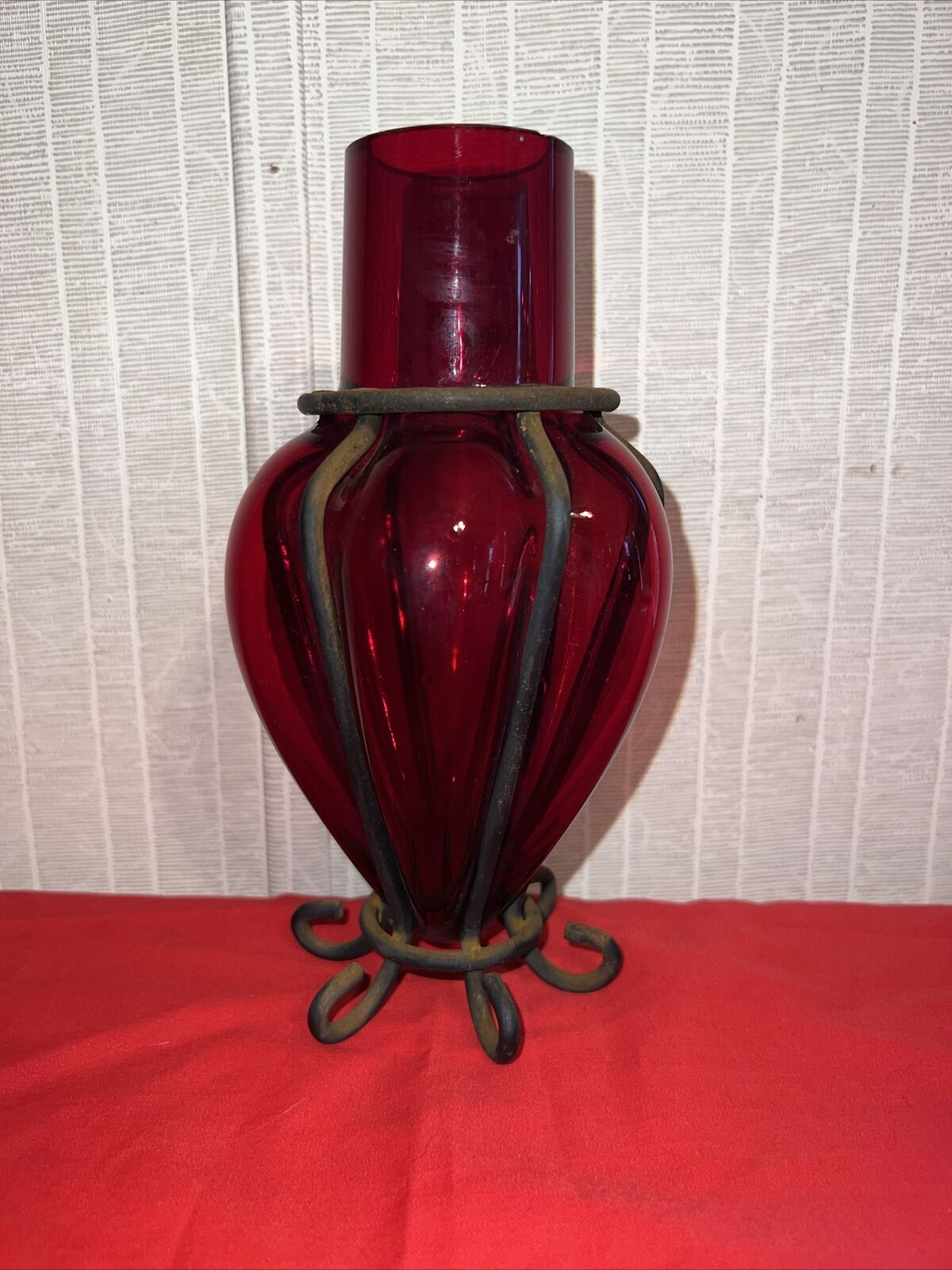 Antique Air Blown Red Vase