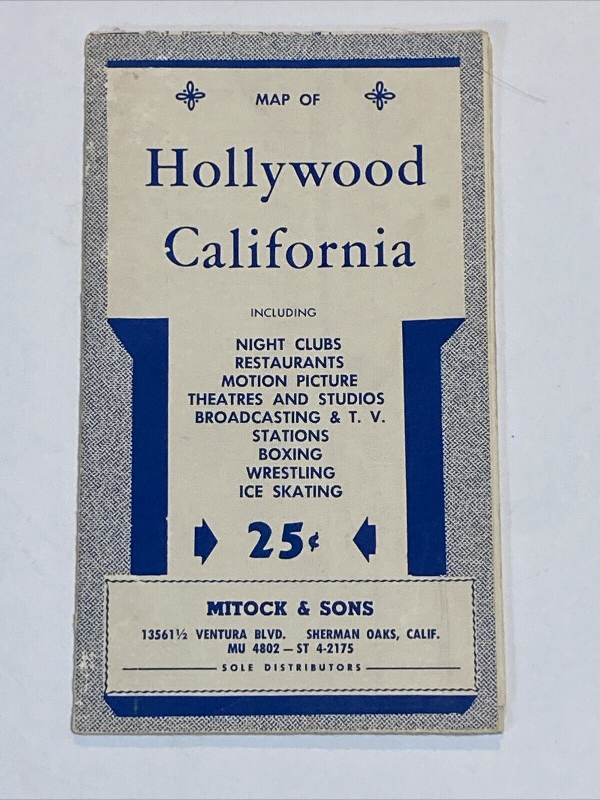 1940s Map of Hollywood California with Nightclubs Restaurants Movies 17x22