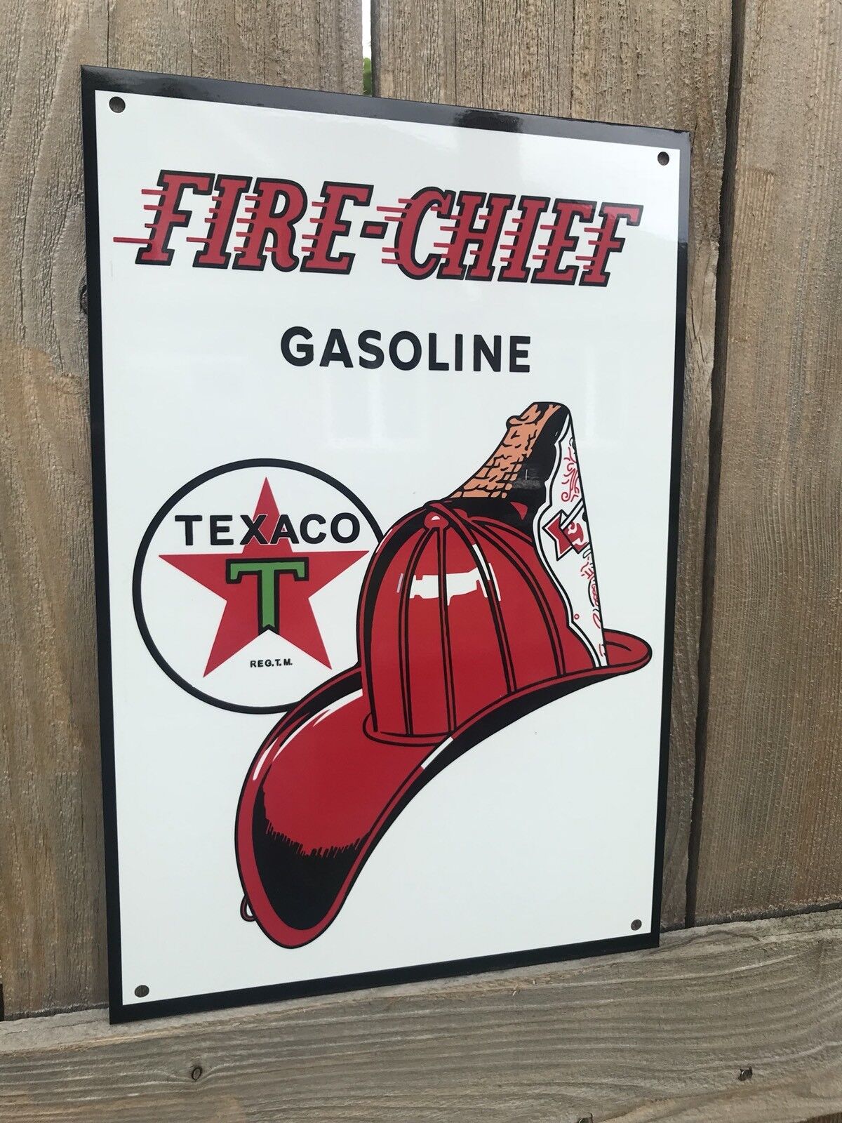 Texaco Fire Chief Gasoline metal sign baked Oil Gas Pump Plate