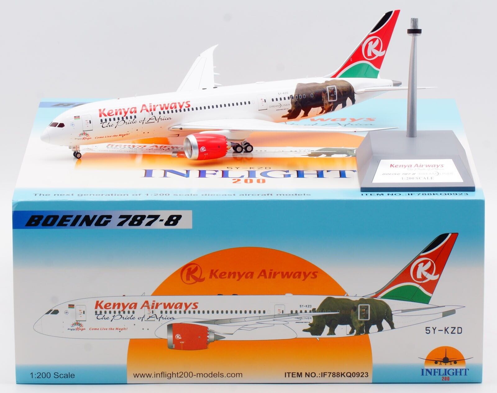 INFLIGHT 1:200 Kenya Airways Boeing B787-8 Diecast Aircraft Jet Model 5Y-KZD