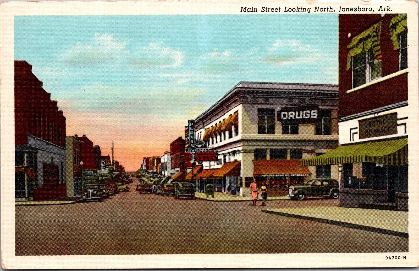 Postcard Main Street, Looking North in Jonesboro, Arkansas~136930