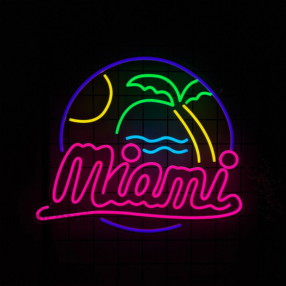 Custom Neon Sign Miami Palm Bar LED Night Light Bar Home Room Wall Art Bar Decor