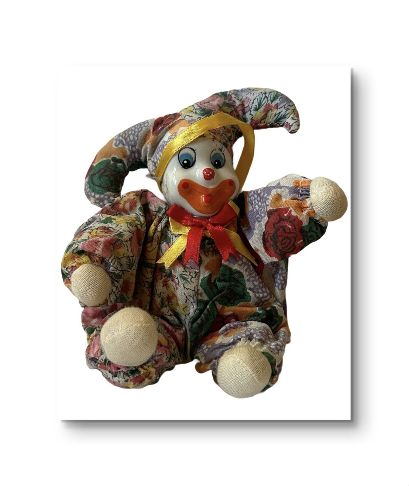 Adorable Rare Vintage Porcelain  Sand Clown Figurine