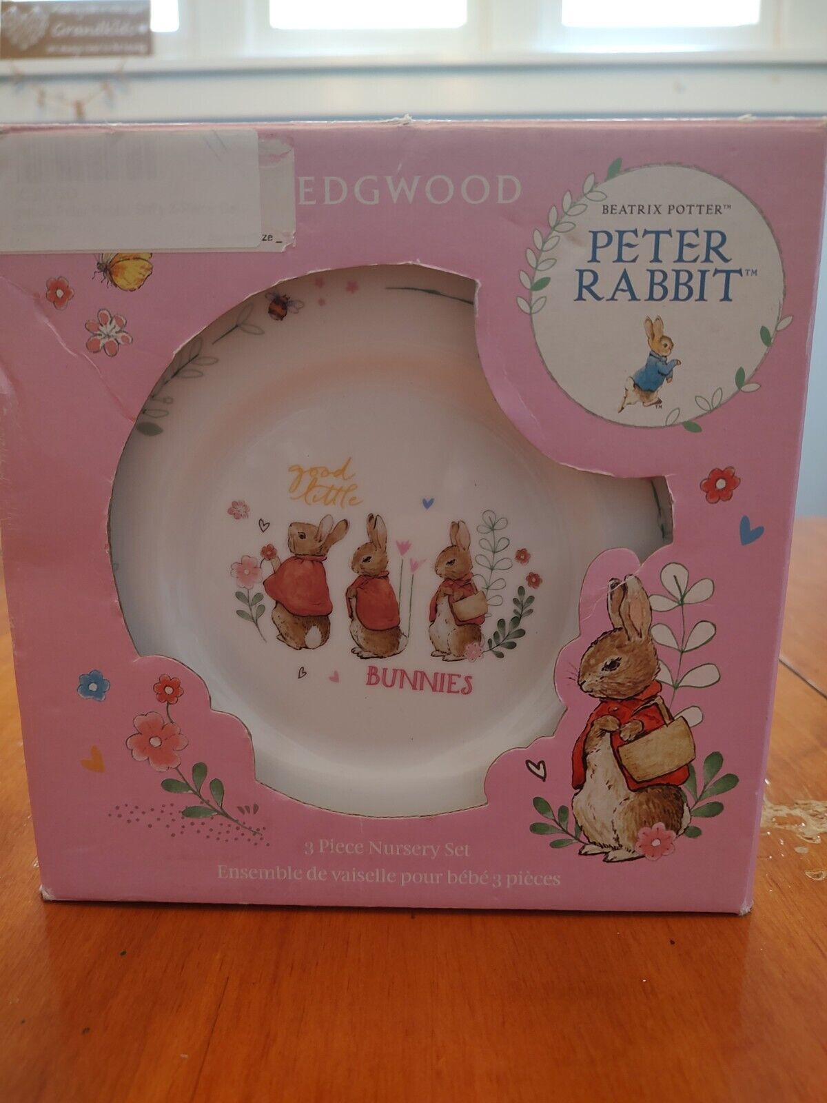 Wedgwood Beatrix Potter Peter Rabbit 3-Piece Nursery Set, 2018 Pink. EB7