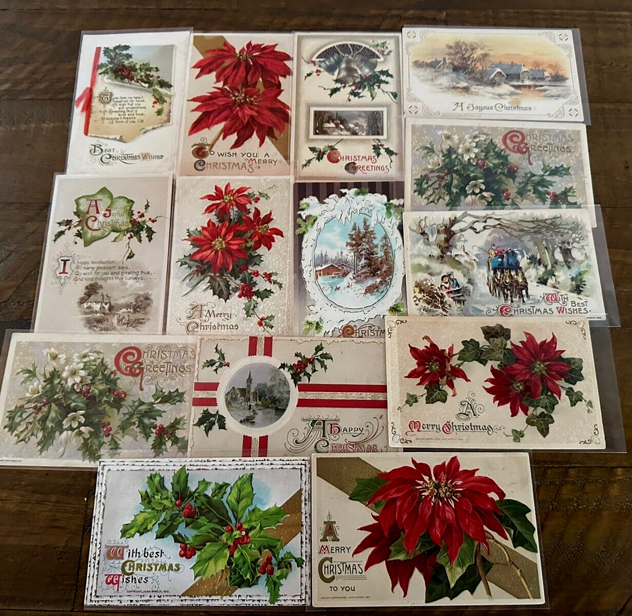 Nice Lot of 14 ~Winsch ~Antique ~ Christmas Postcards~ 1900's~in Sleeves~k-39