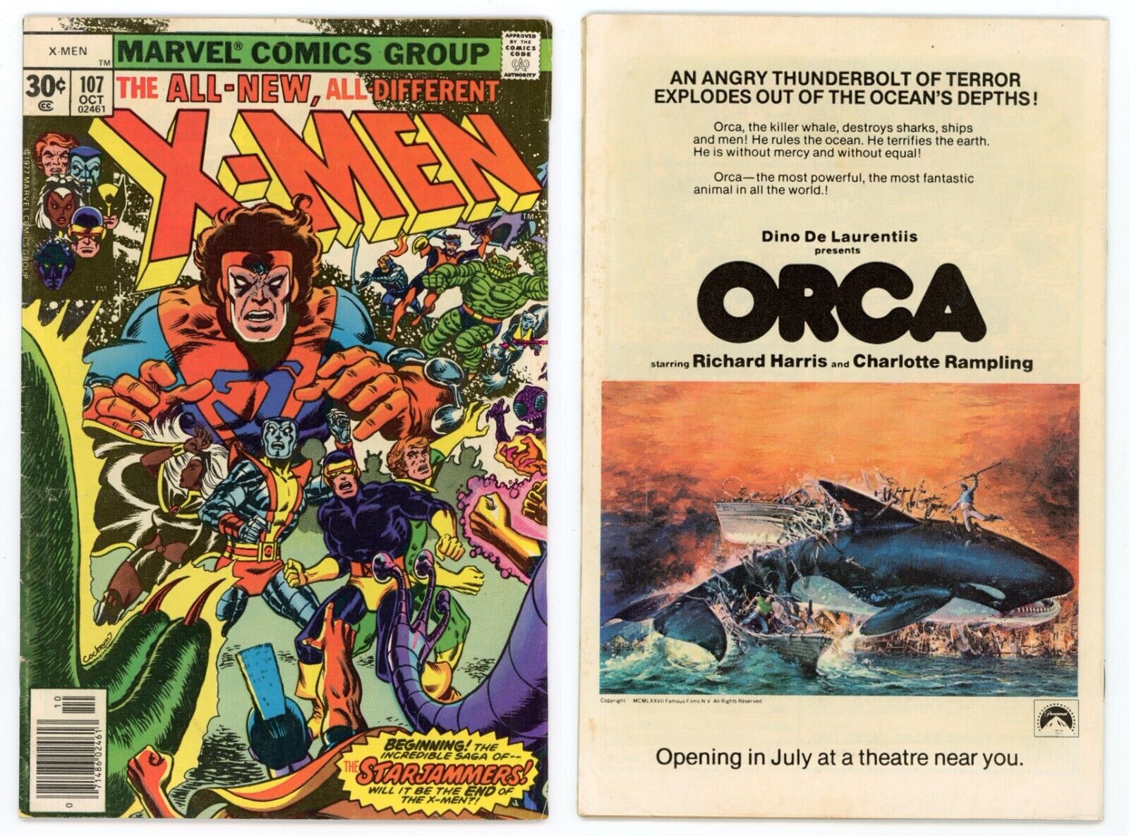 Uncanny X-Men #107 (VG/FN 5.0) 1st app Starjammers Corsair Ch'od etc 1977 Marvel