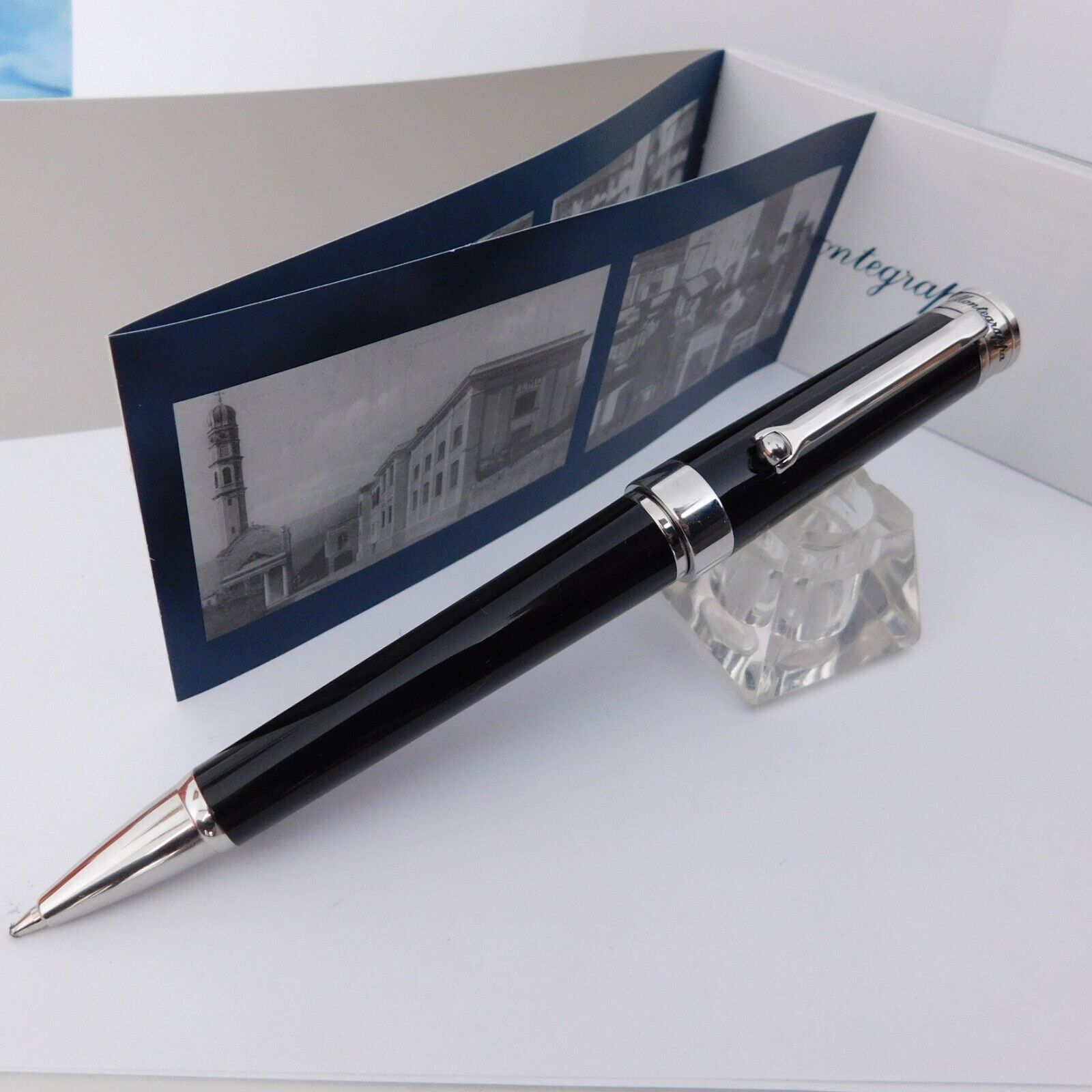 Montegrappa Ducale Black Silver Ballpoint Pen in Box Italy