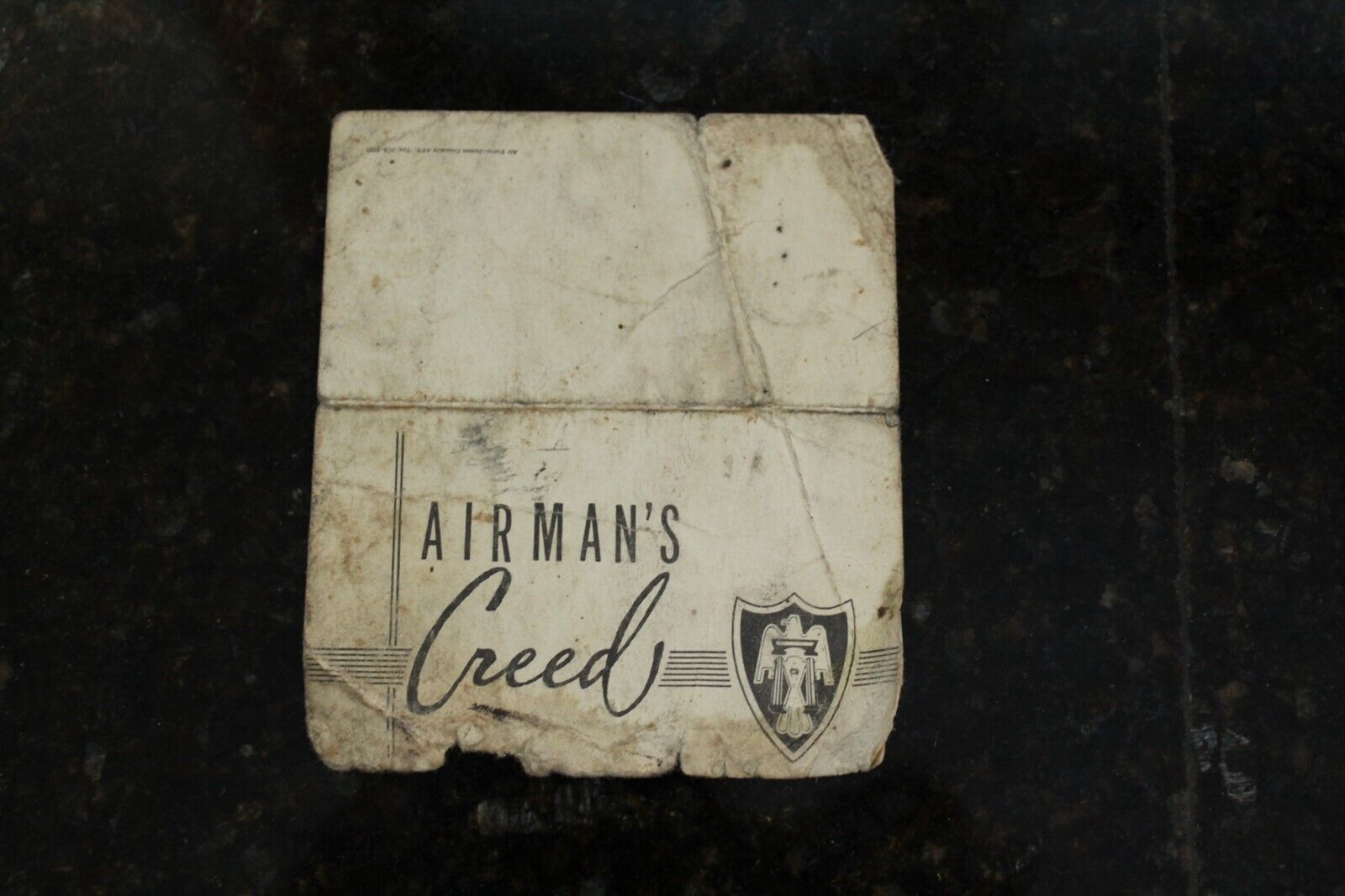 Vintage Airman\'s Creed Pocket Card Air Force James Connelly A.F.B. Texas