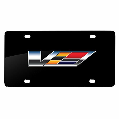Cadillac V Logo Graphic Black Stainless Steel License Plate for CTS-V ATS-V