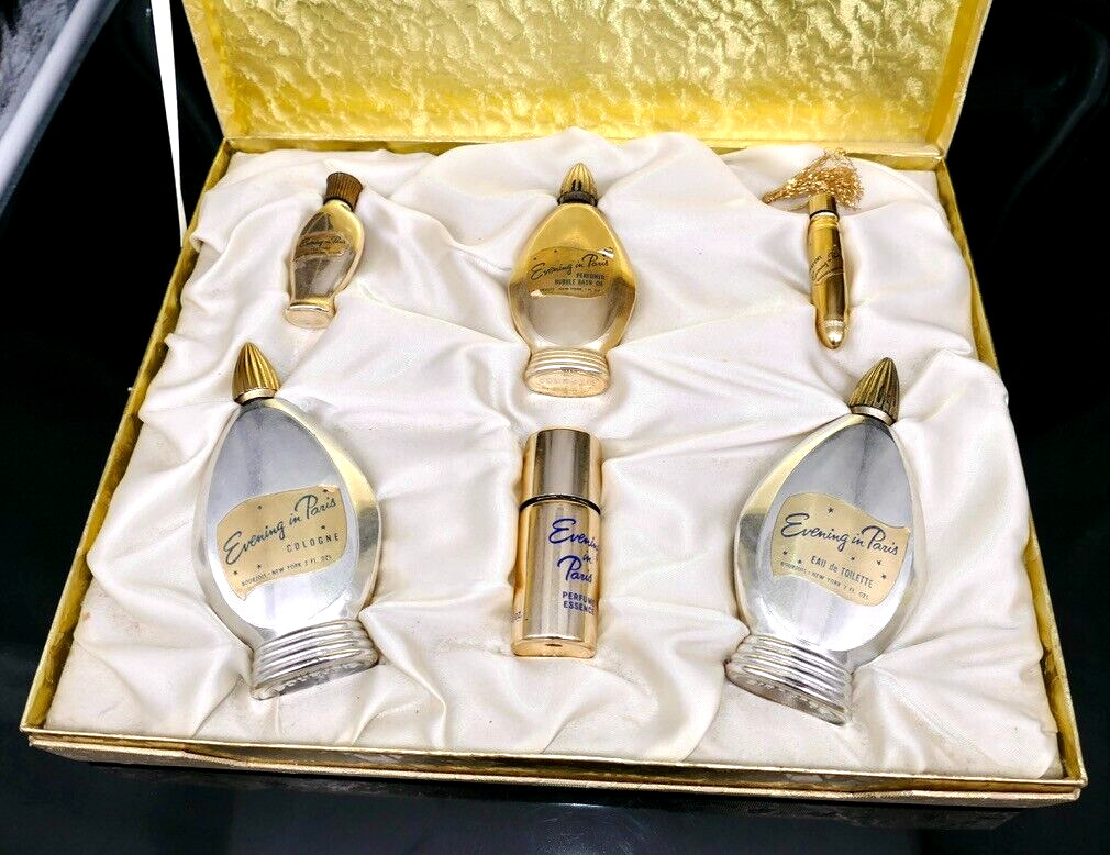 Evening in Paris Vintage Perfumes Gift Set Gold and Silver Bottyleas