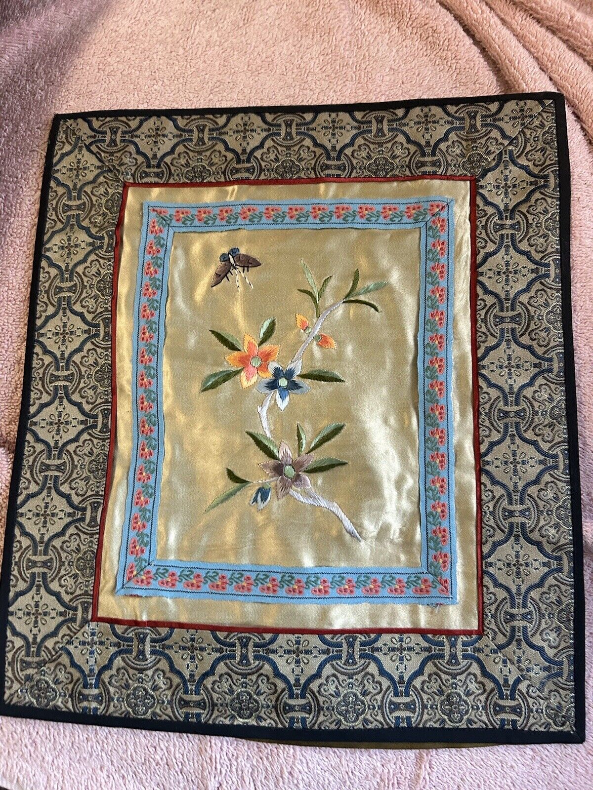 11” X 10” Silk Butterfly With Flowers