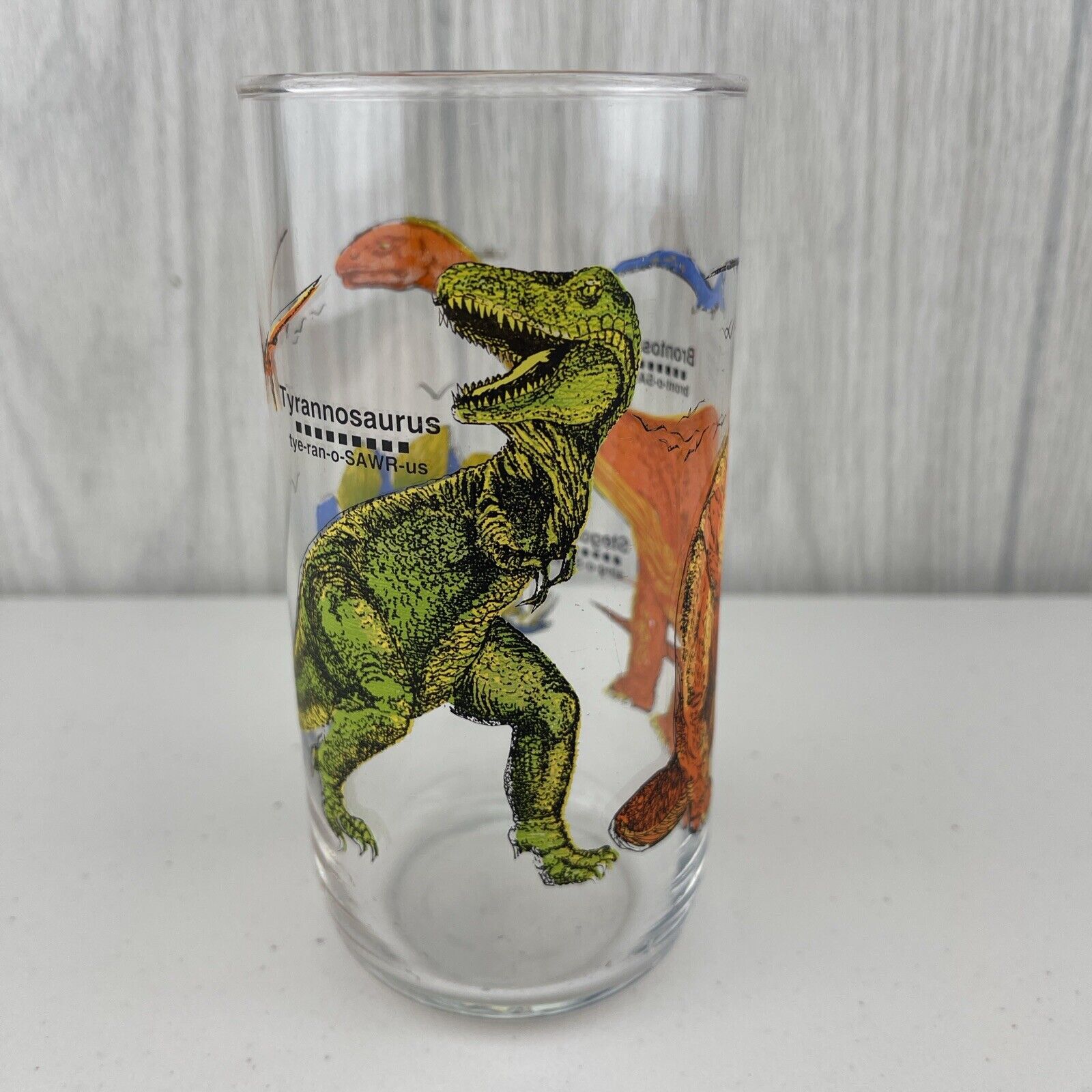 Vintage 80s Canada Glass Dinosaur Juice Glass 6\