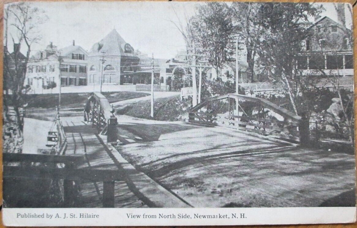 Newmarket, NH 1914 Postcard, View from North Side, Sent to France, New Hampshire