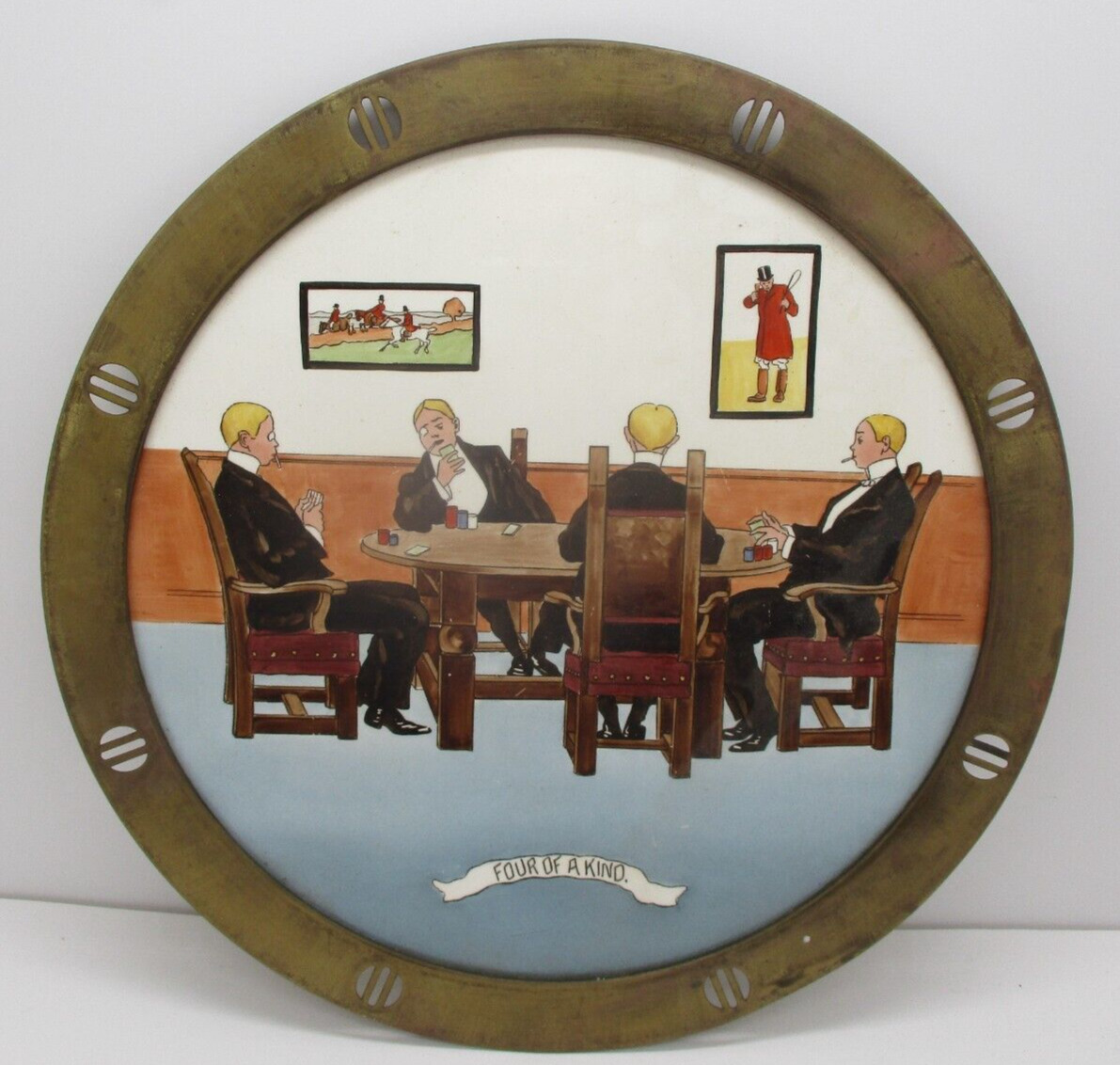 Vintage Handpainted  Four of a Kind  Poker Plate