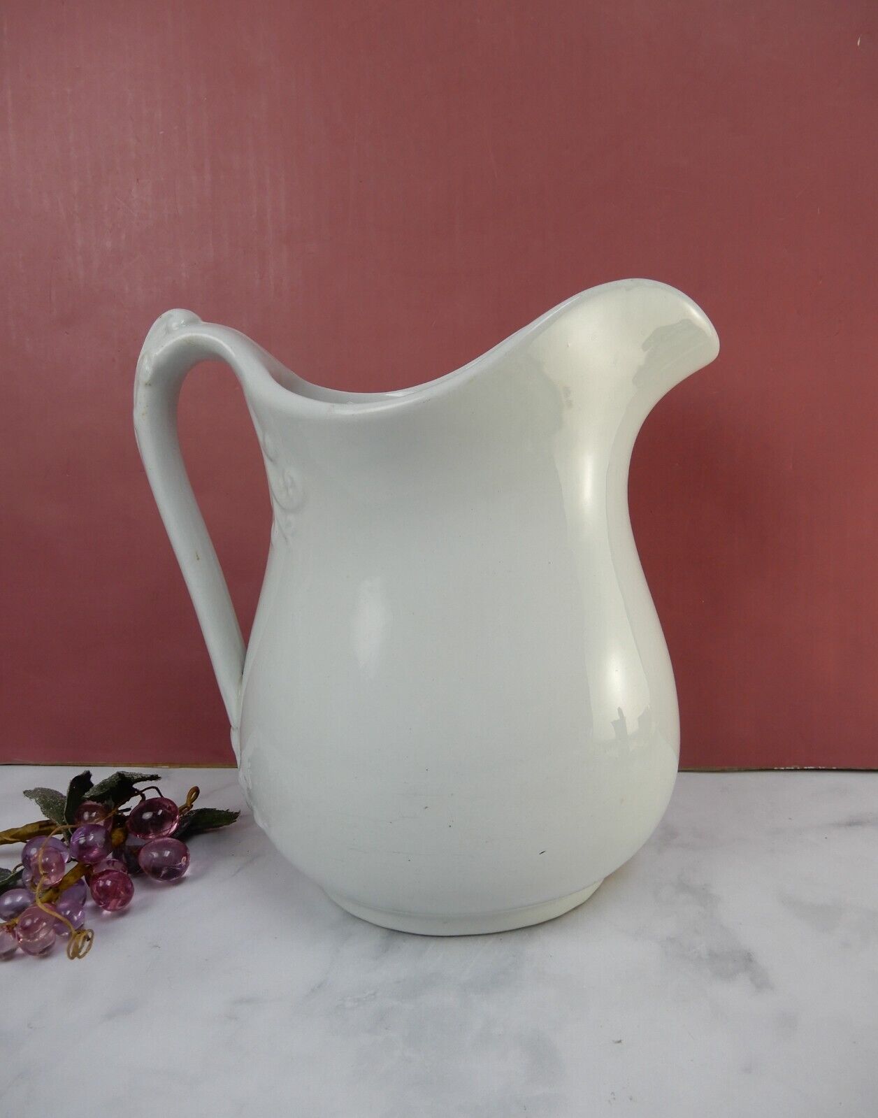 Antique Clementson Bros. Ironstone White Pitcher