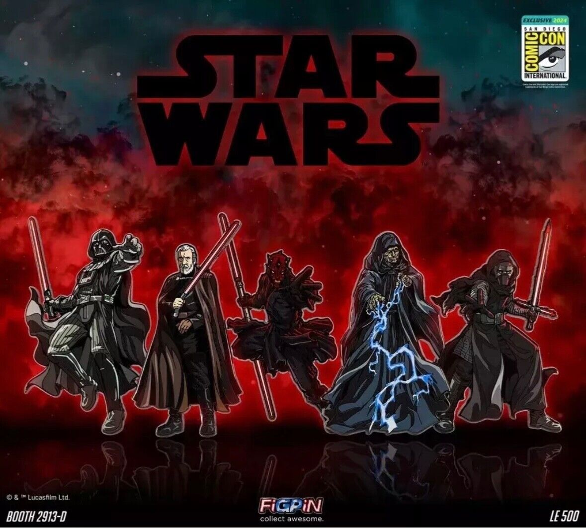SDCC 2024 FiGPiN exclusive STAR WARs Dark Side Box Set In Hand