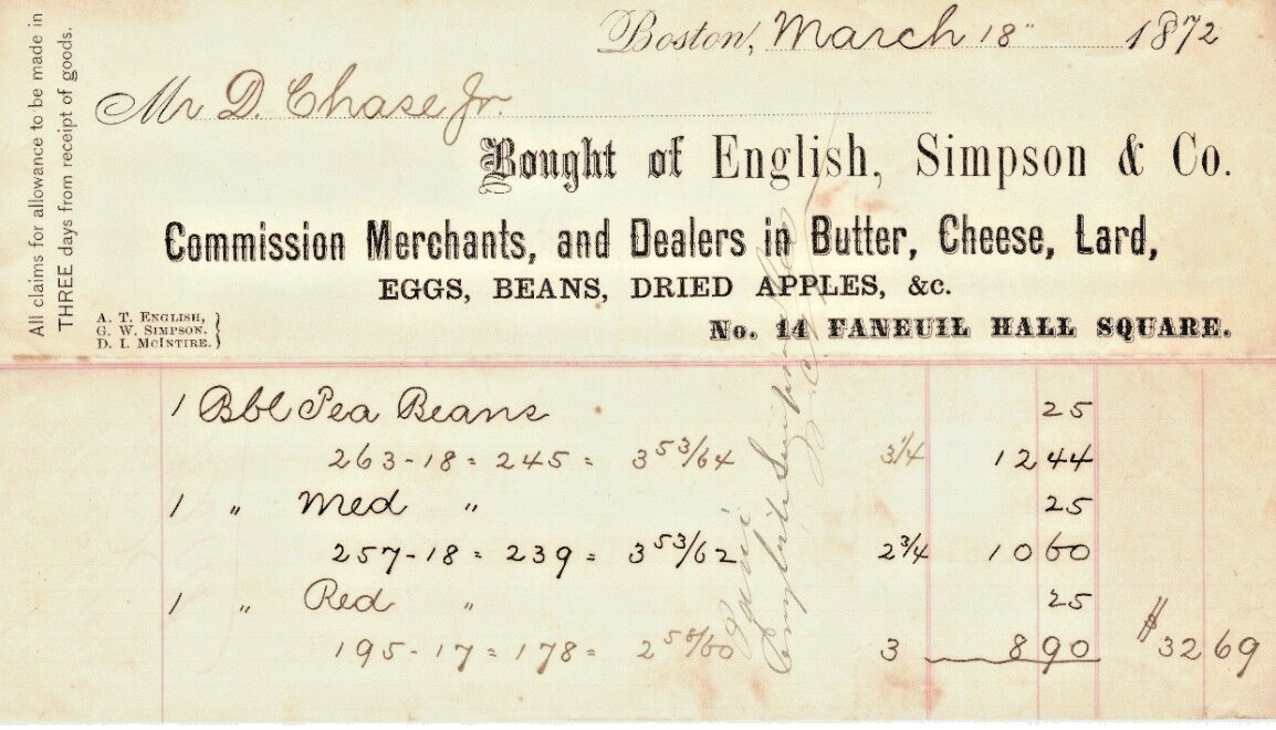 Antique 1872 Boston Merchant Bill - English, Simpson & Co. - Historical Document