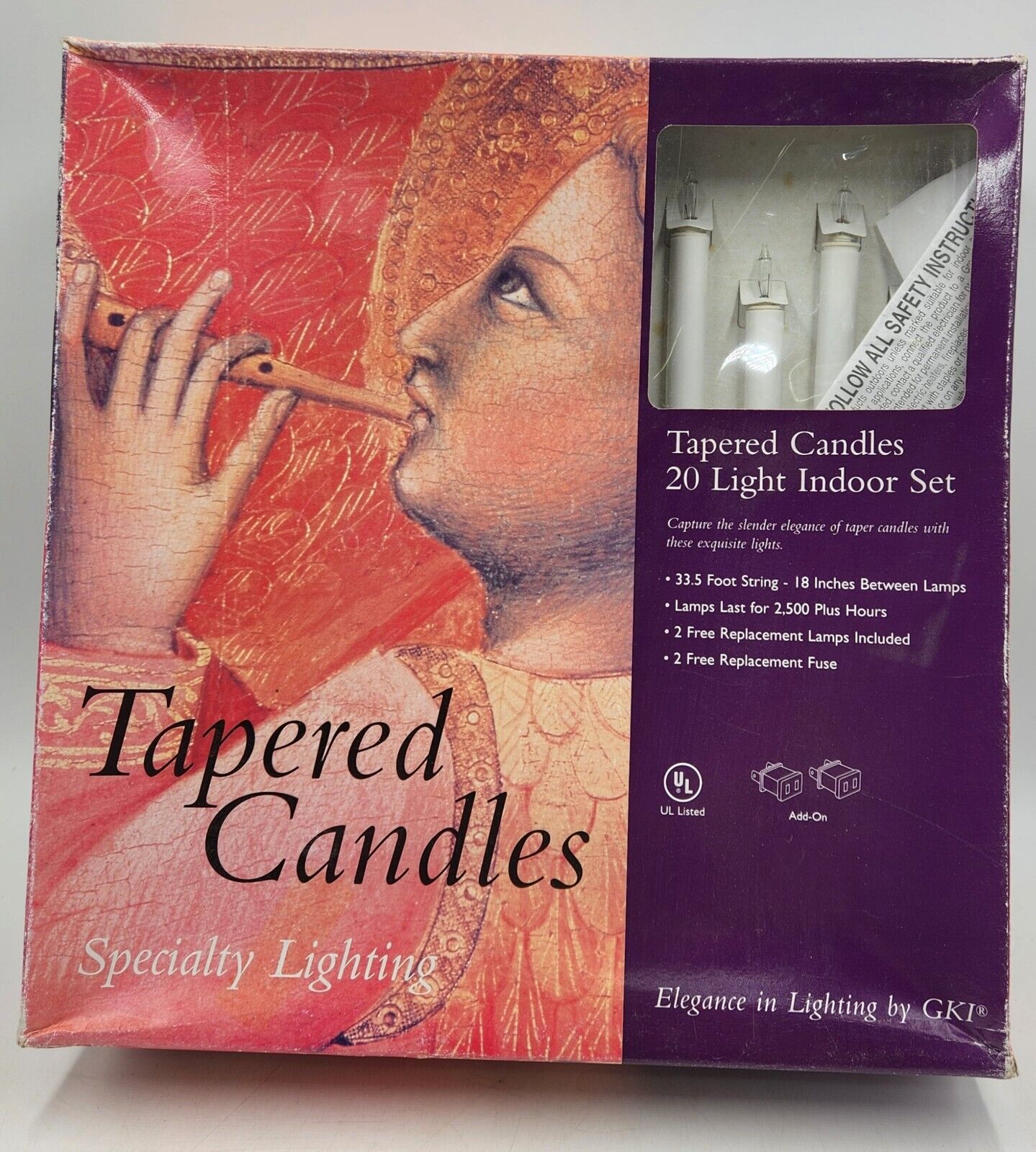 Vtg Tapered Candles Christmas Lights Specialty Lights 20 Lighted String 18” NOS