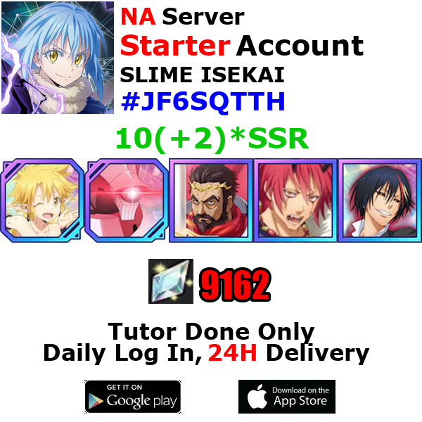 [NA][INST] Slime ISEKAI Starter Account 10(+2)SSR 9160+Crystals #JF6S