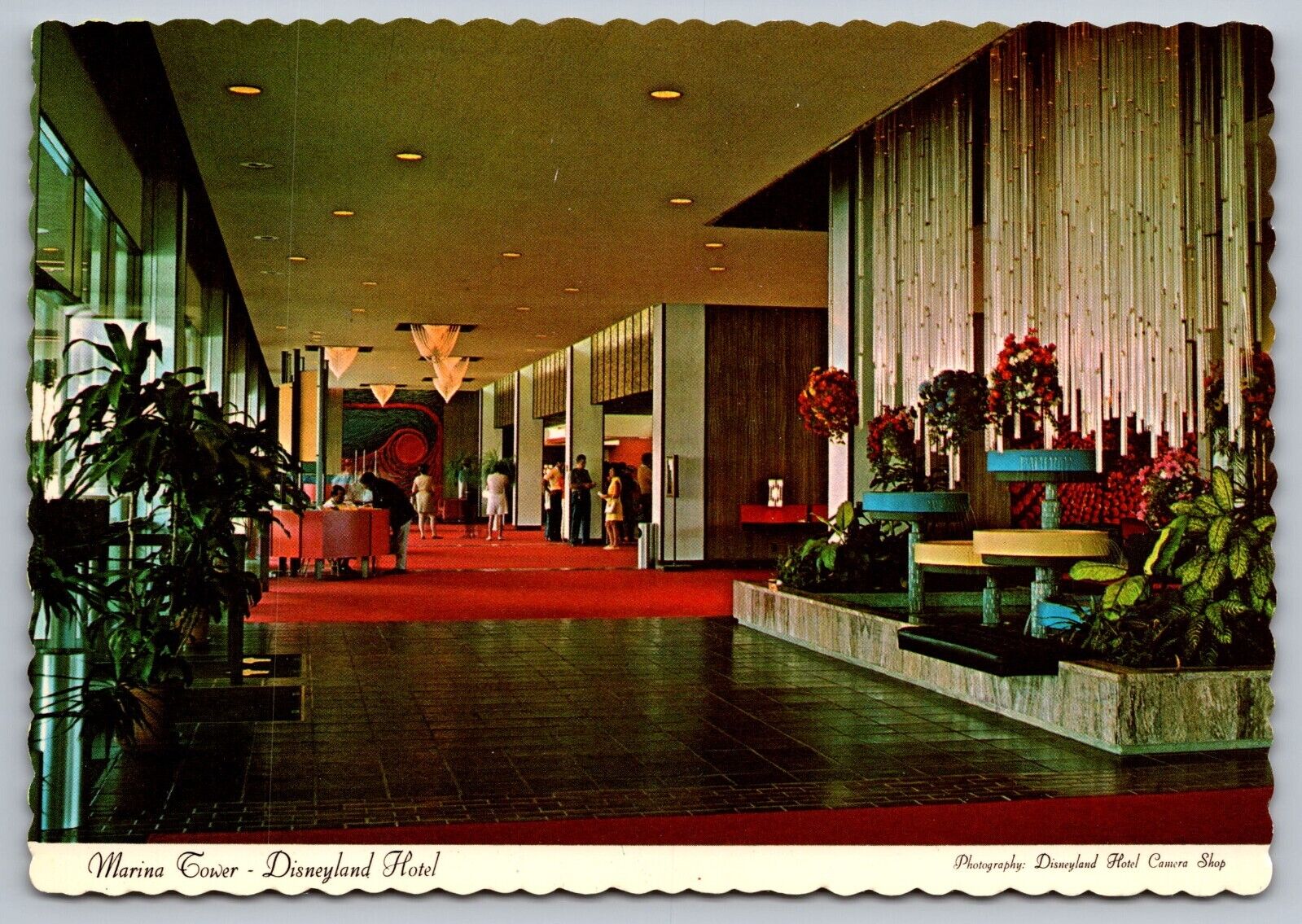 Lobby Interior-Disneyland Hotel Marina Tower-Anaheim CA VTG Postcard (Very Rare)