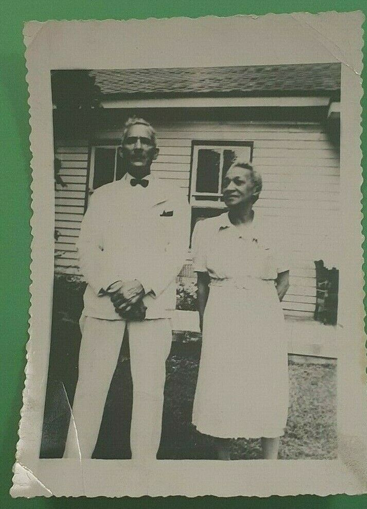 Loving Older Black Couple Bowtie Home Vintage Photo