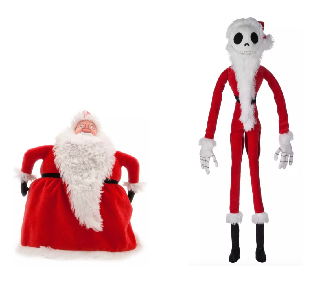 Disney Nightmare Before Christmas Jack Skellington Santa & Claus Plush Set