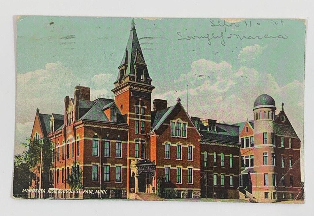 Minnesota High School St. Paul Minnesota Postcard Posted 1907
