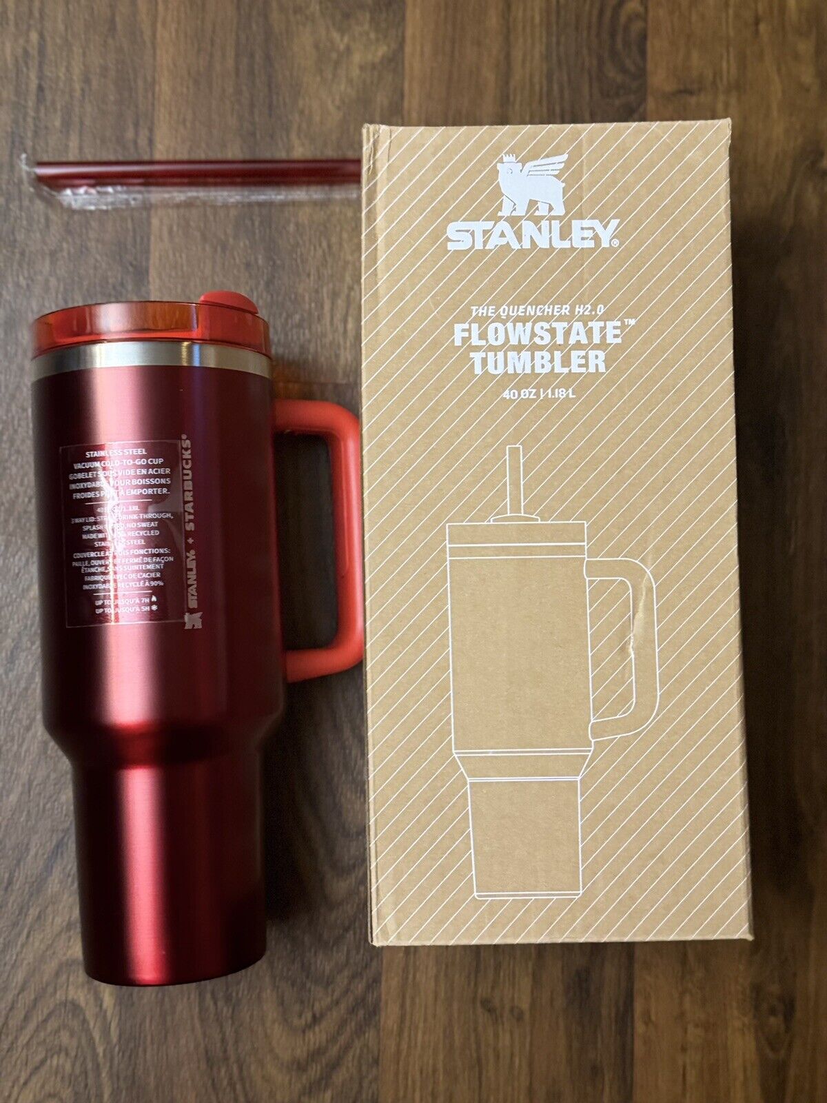 Stanley 40oz Red Starbucks Tumbler Stainless Steel H2.0 Quencher REPRODUCTION