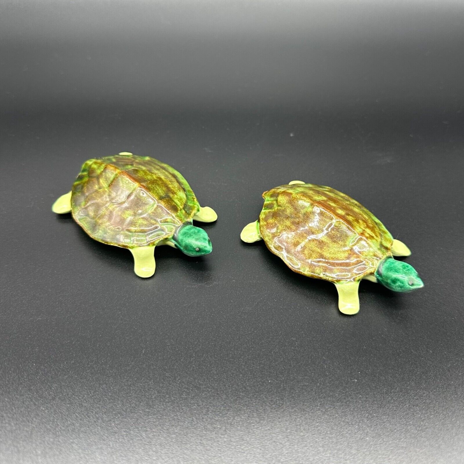 Vintage Naughty Turtle Figurines Kitschy Anatomically Correct Pair Green Humor