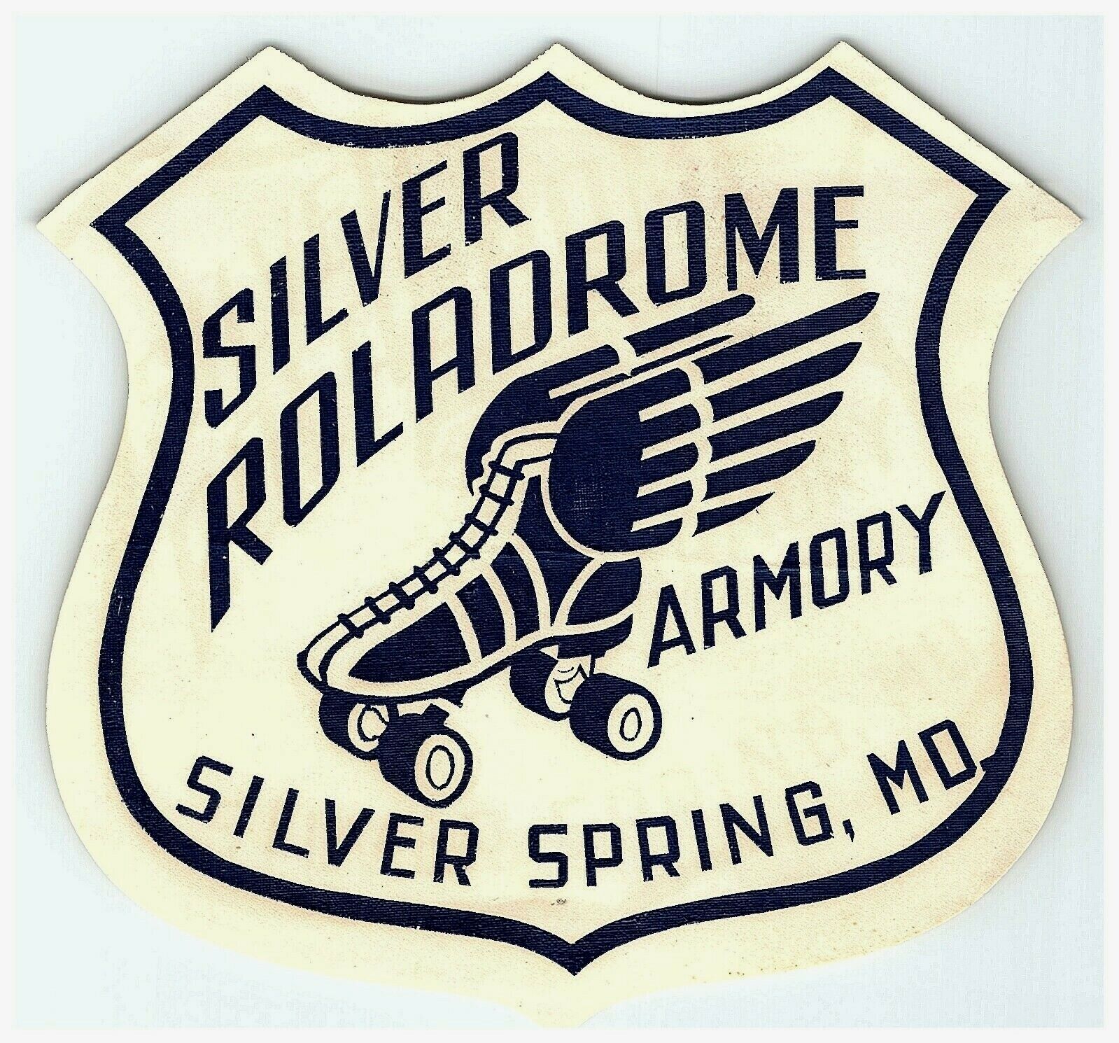 1930s-50s Silver Rollerdrome Armory Springs Maryland Decal Skate Sticker