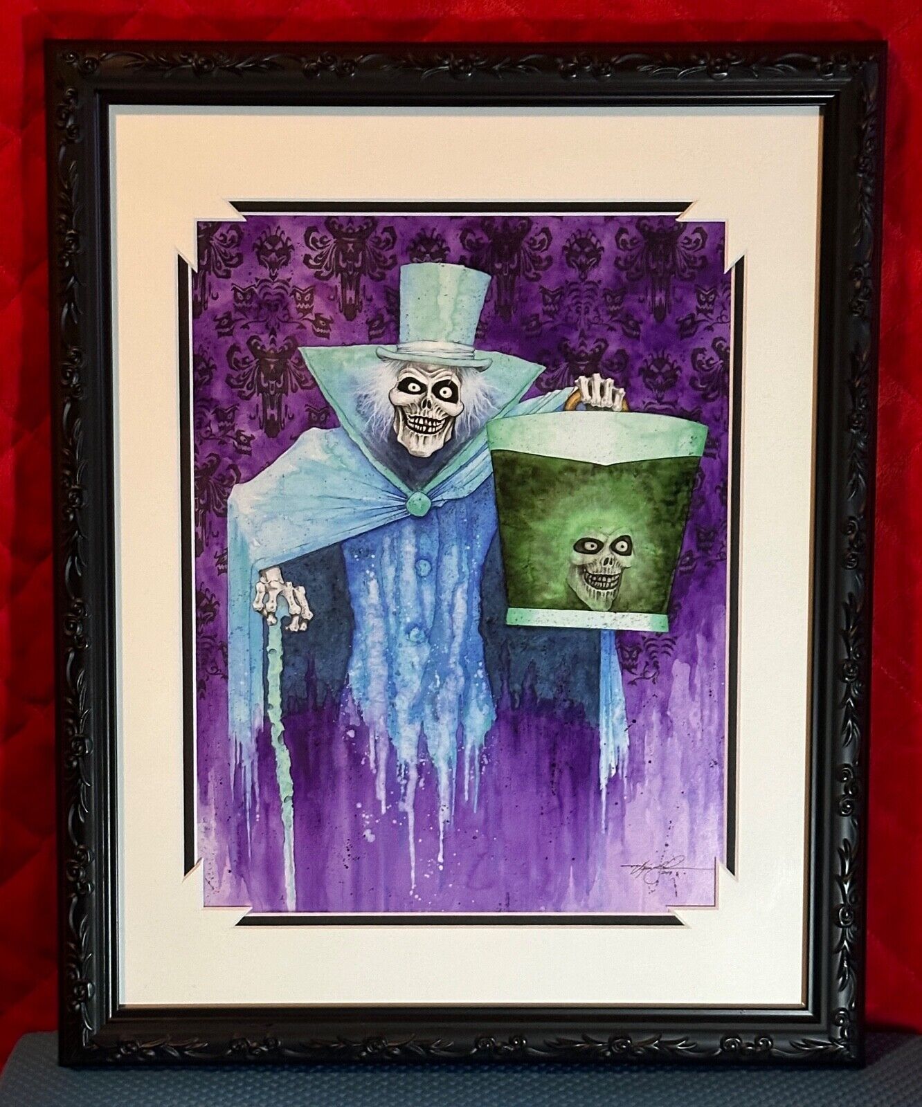 Disney Haunted Mansion The Infamous Hat Box Ghost by Kevin-John framed print NEW