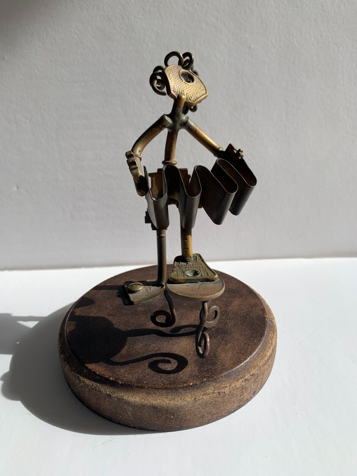 Mid 20th Century Argentina Abstract Metal Sculpture Of Man Playing Accordion