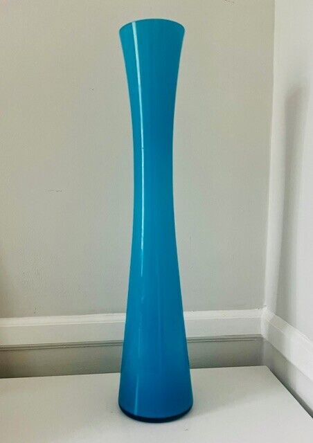 LSA Handmade MCM Made in Poland Turquoise Blue Vase 19.75 Inches tall no chips