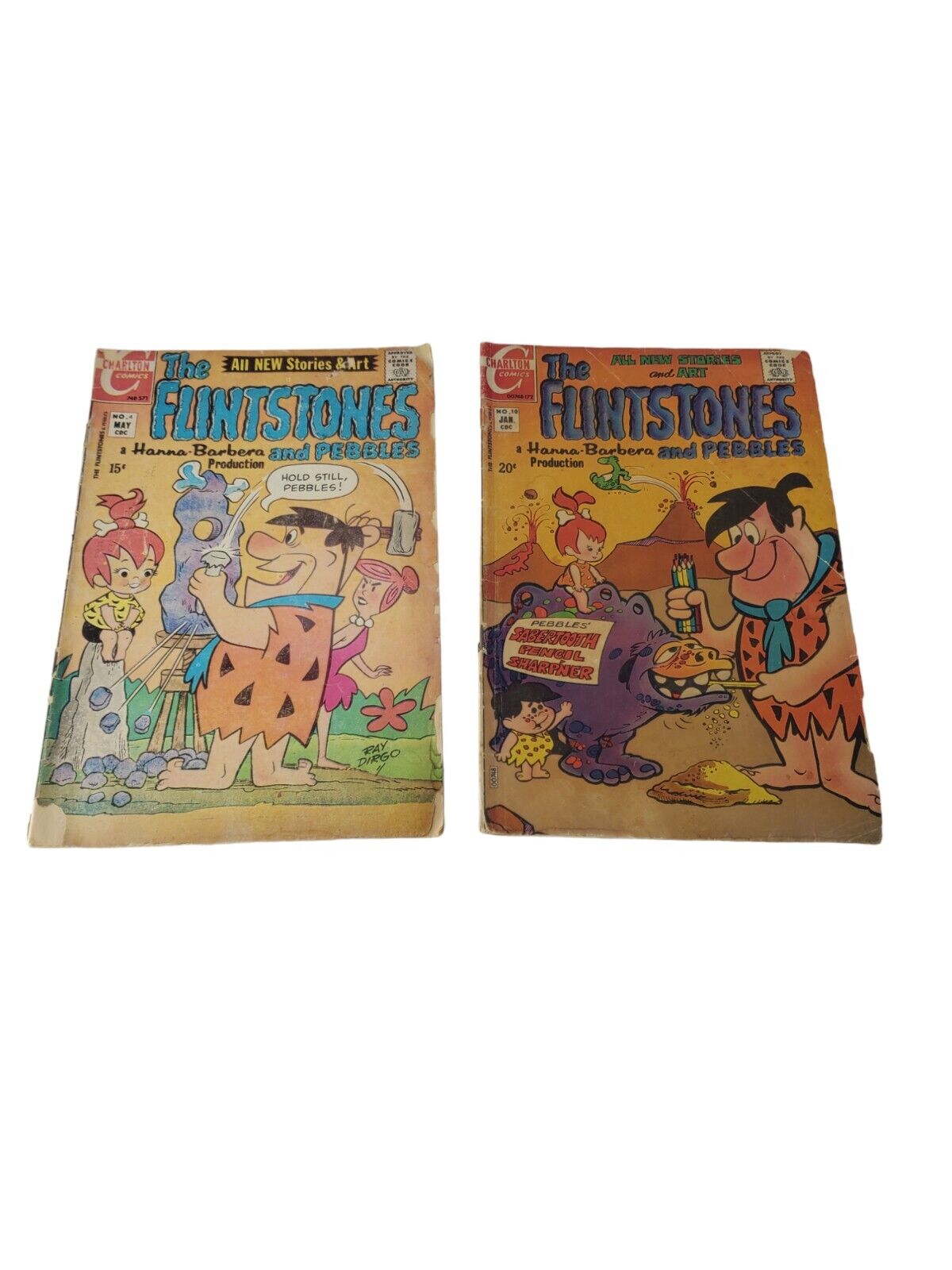 The Flintstones 1971 Mar Charlton Comic Books Ray Dirgo 2 Book Lot