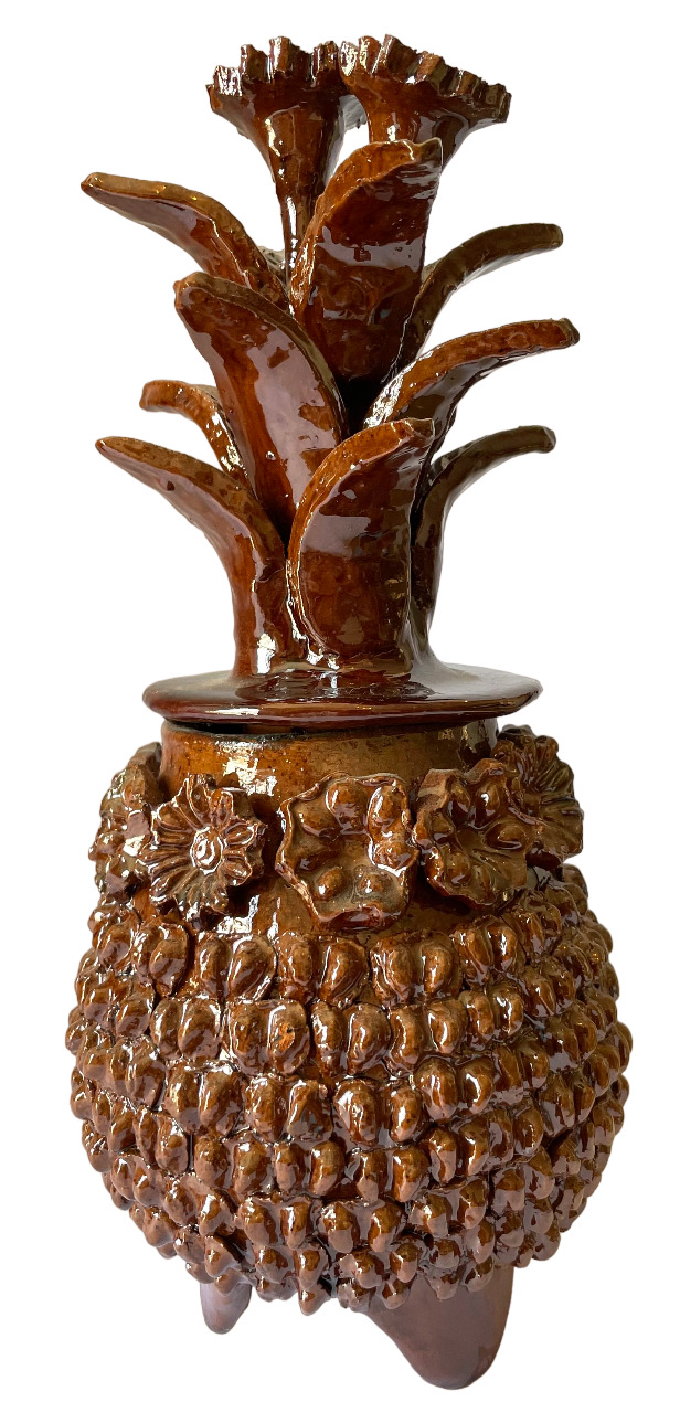 Glazed Pineapple - Home Decoration Mexican Folk Art - 11 IN/28CMS - Brown