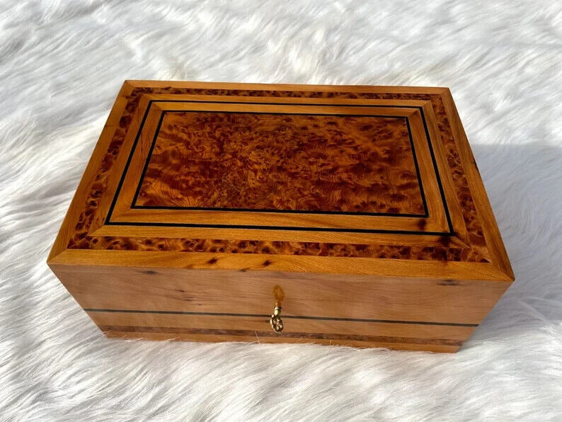 Vintage Wooden Decorative Trinket Boxes large Storage Jewelry Box Treasure Chest