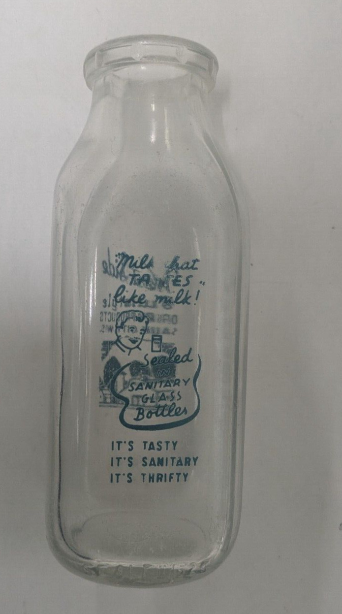 Lot of Vintage 1930's Pint Milk Bottles West Side Swistyle Wisconsin Dairy