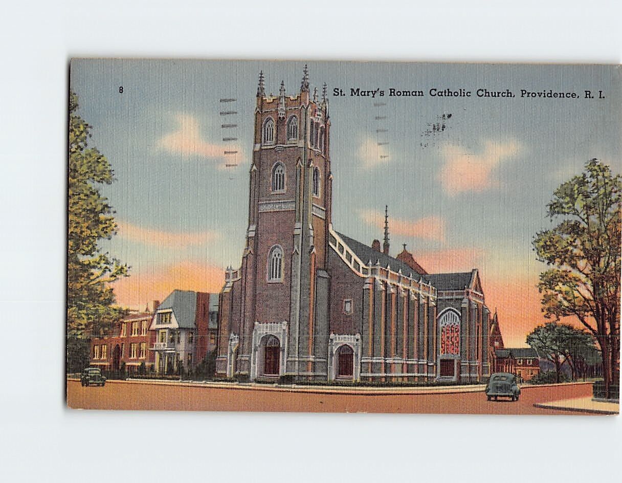 Postcard St. Mary's Roman Catholic Church, Providence, Rhode Island