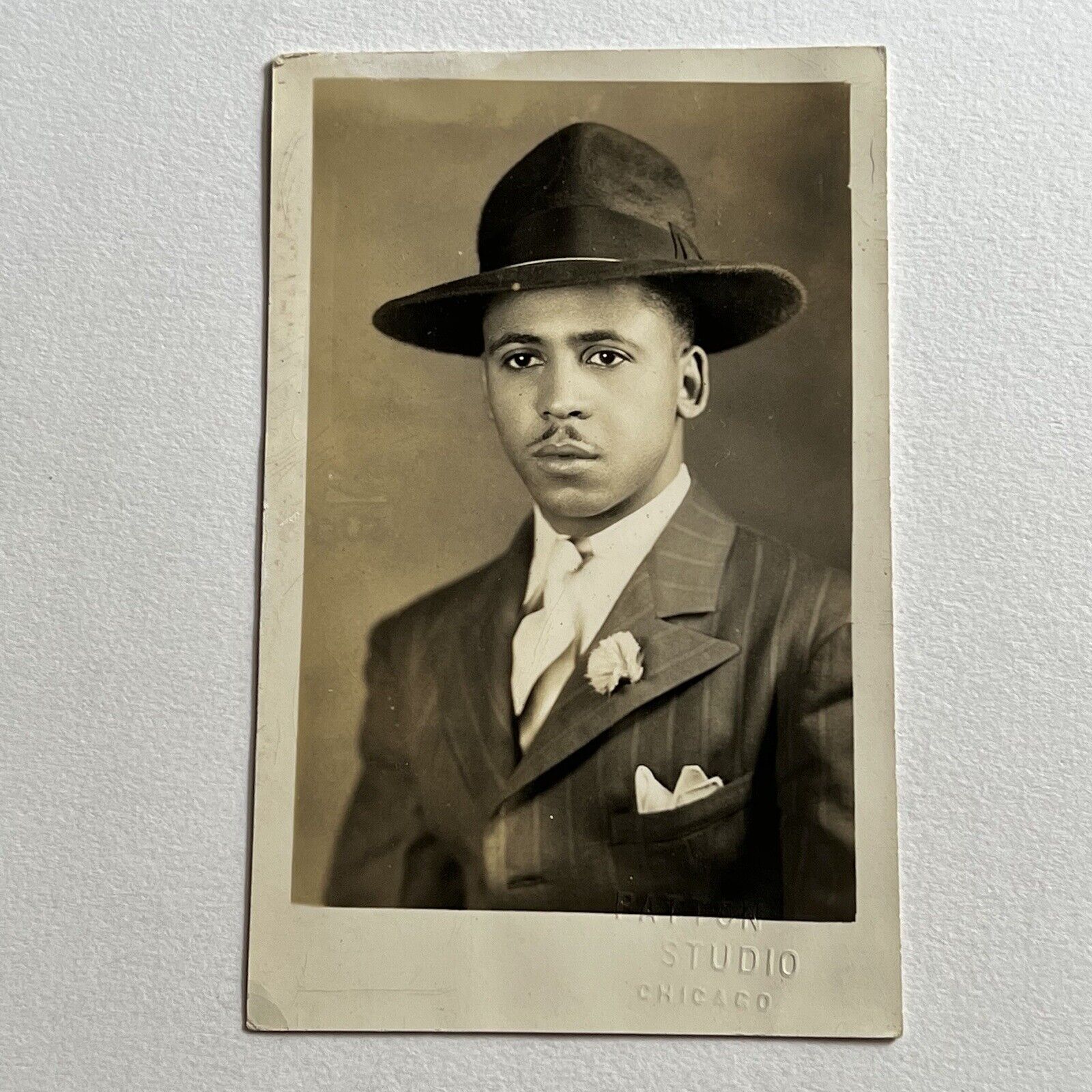Antique RPPC Real Photograph Postcard Handsome Black African American Man ID