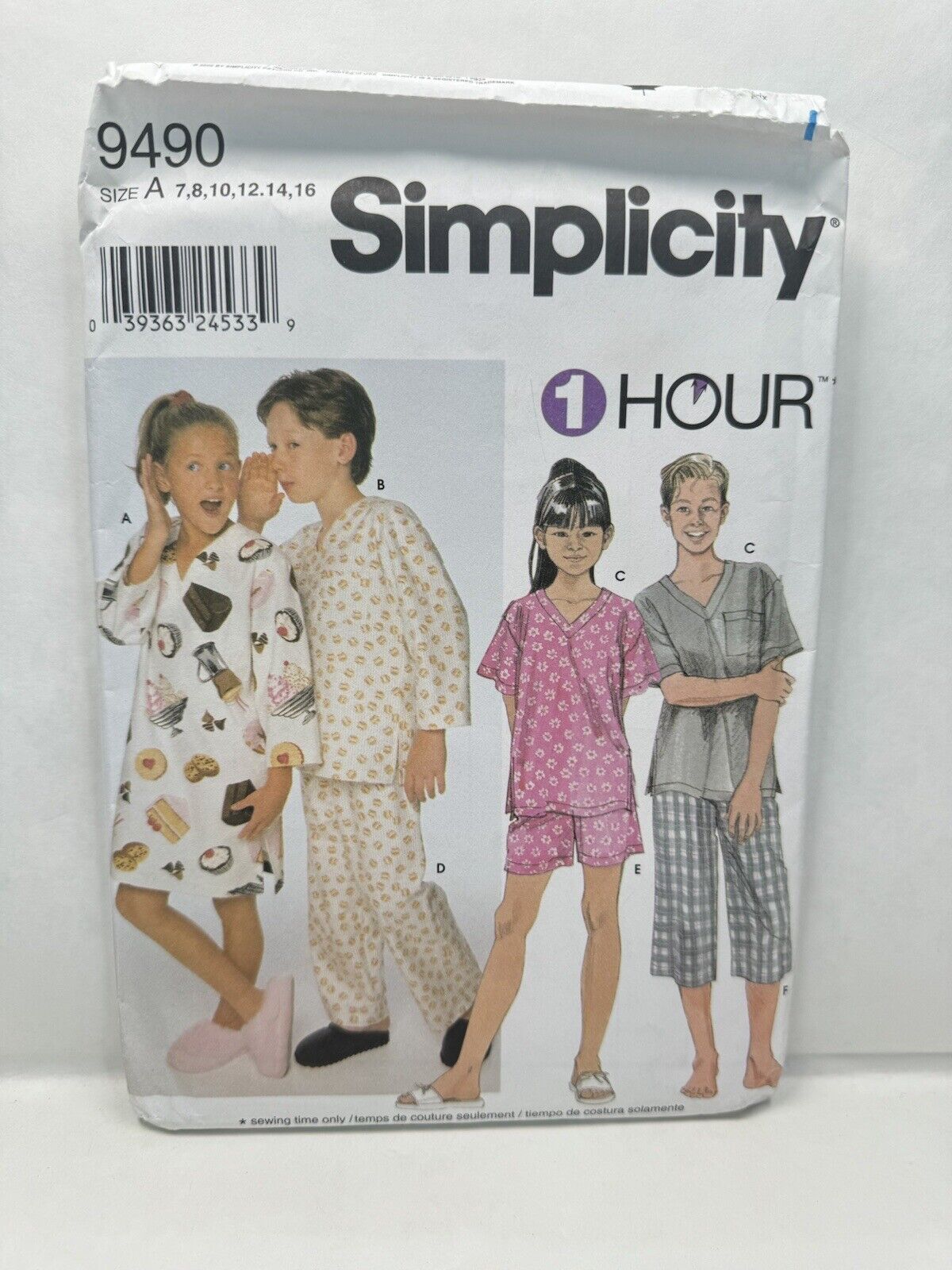 Simplicity 9490 Girls Boy Loungewear Pajama Pants Top Pattern 7-16 *uncut*